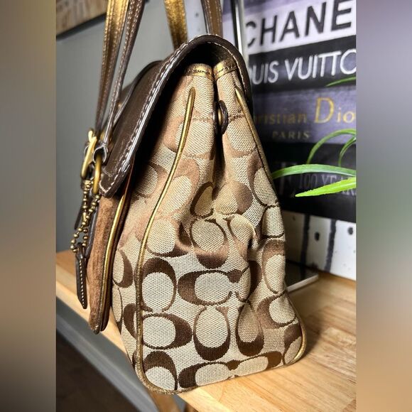 COACH Hampton 1498 Vintage Special Edition Fall ‘04 Bronze Suede Leather Satchel - Picture 5 of 15